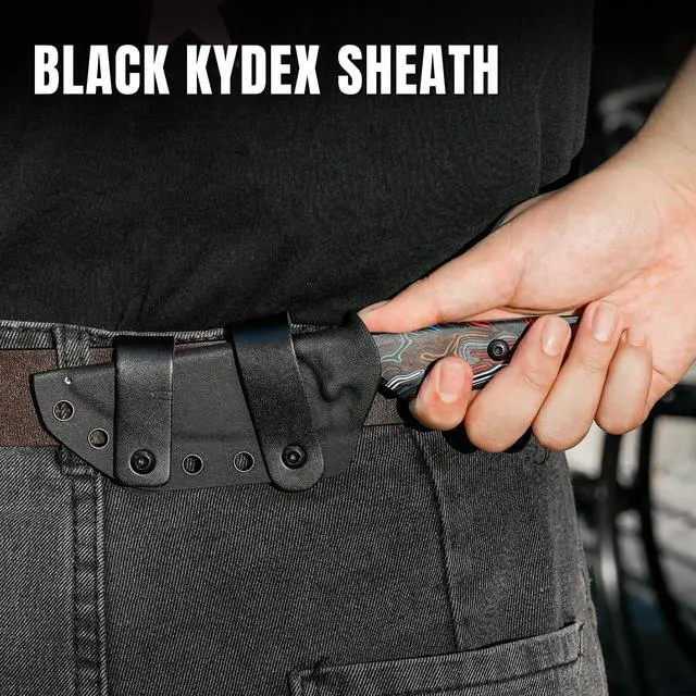 Alt view image 6 of 7 - Cabox Fixed Blade Hunting Knife - 3.36" D2 Steel, G10 Handle with Sheath - Survival & Camping - 1048M1