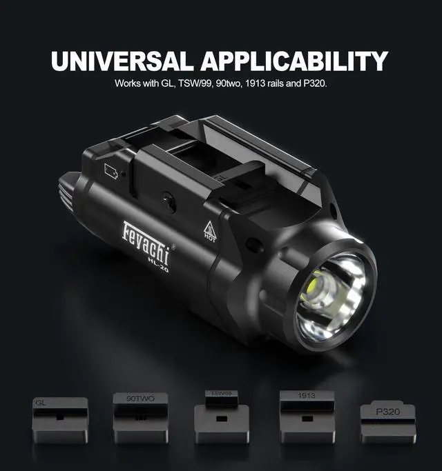 Alt view image 4 of 7 - Tactical Picatinny Rail Flashlight, LED Weapon Light, Pistol Light | 1000 Lumen Upgrade Rail Locating Keys for Picatinny