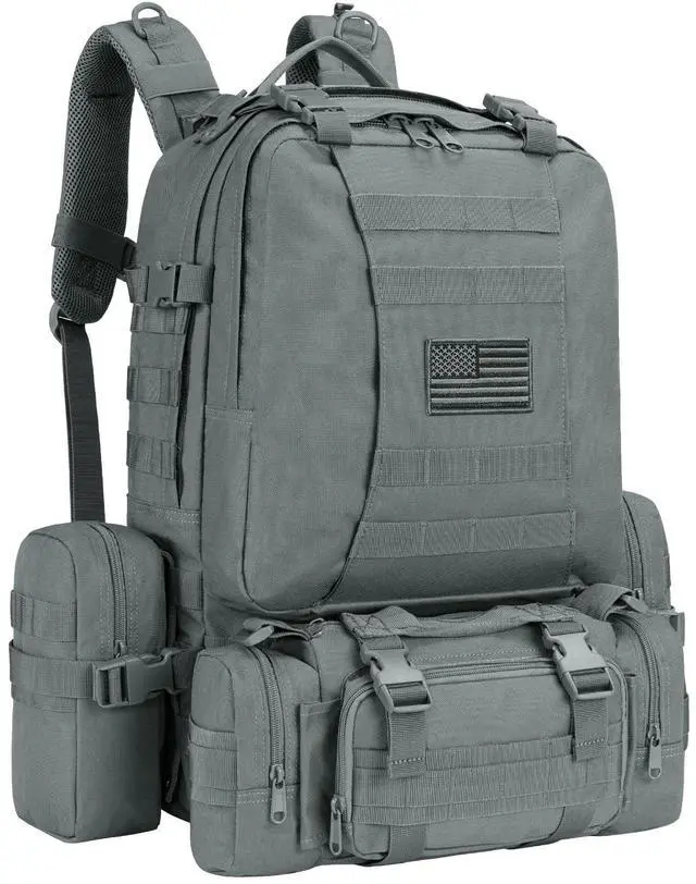 Main image of Tactical Backpack Military Army Rucksack 60L Large Assault Pack Detachable Molle Bag, Grey