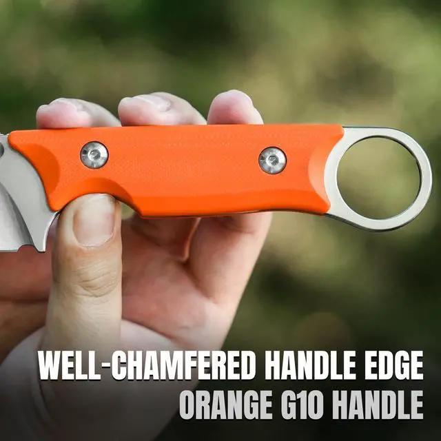 Alt view image 3 of 7 - Cabox Fixed Blade Knife 3.36" D2 Steel Fixed Blade Hunting Knife G10 Handle with Sheath Survival Camping Knife 1048M2