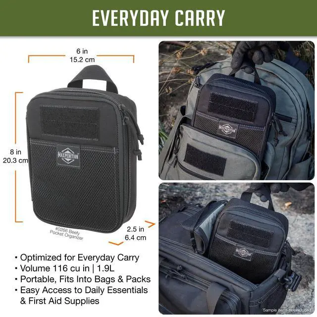 Alt view image 2 of 7 - Beefy Pocket Organizer, Compact, MOLLE-Compatible, 1000D Nylon Tactical Pouch, Everyday Carry Tool and Gear Storage for Outdoor, Tactical, Survival, 0266