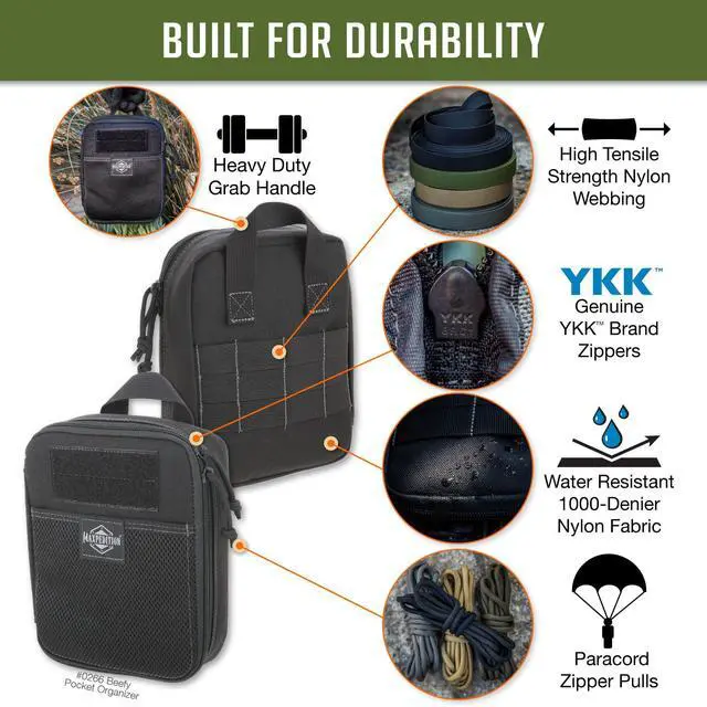 Alt view image 3 of 7 - Beefy Pocket Organizer, Compact, MOLLE-Compatible, 1000D Nylon Tactical Pouch, Everyday Carry Tool and Gear Storage for Outdoor, Tactical, Survival, 0266