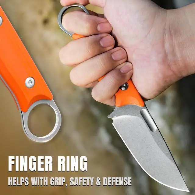 Alt view image 5 of 7 - Cabox Fixed Blade Knife 3.36" D2 Steel Fixed Blade Hunting Knife G10 Handle with Sheath Survival Camping Knife 1048M2