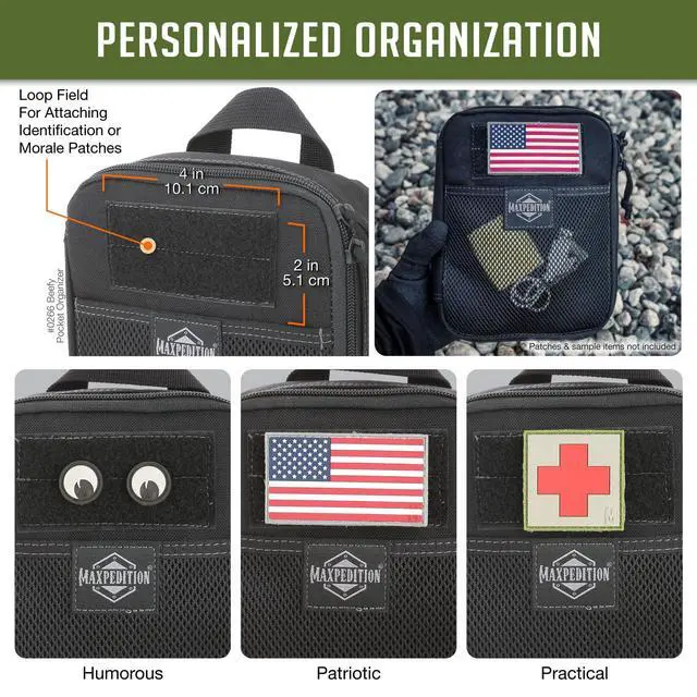 Alt view image 5 of 7 - Beefy Pocket Organizer, Compact, MOLLE-Compatible, 1000D Nylon Tactical Pouch, Everyday Carry Tool and Gear Storage for Outdoor, Tactical, Survival, 0266