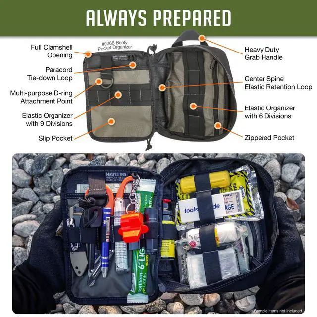 Alt view image 4 of 7 - Beefy Pocket Organizer, Compact, MOLLE-Compatible, 1000D Nylon Tactical Pouch, Everyday Carry Tool and Gear Storage for Outdoor, Tactical, Survival, 0266