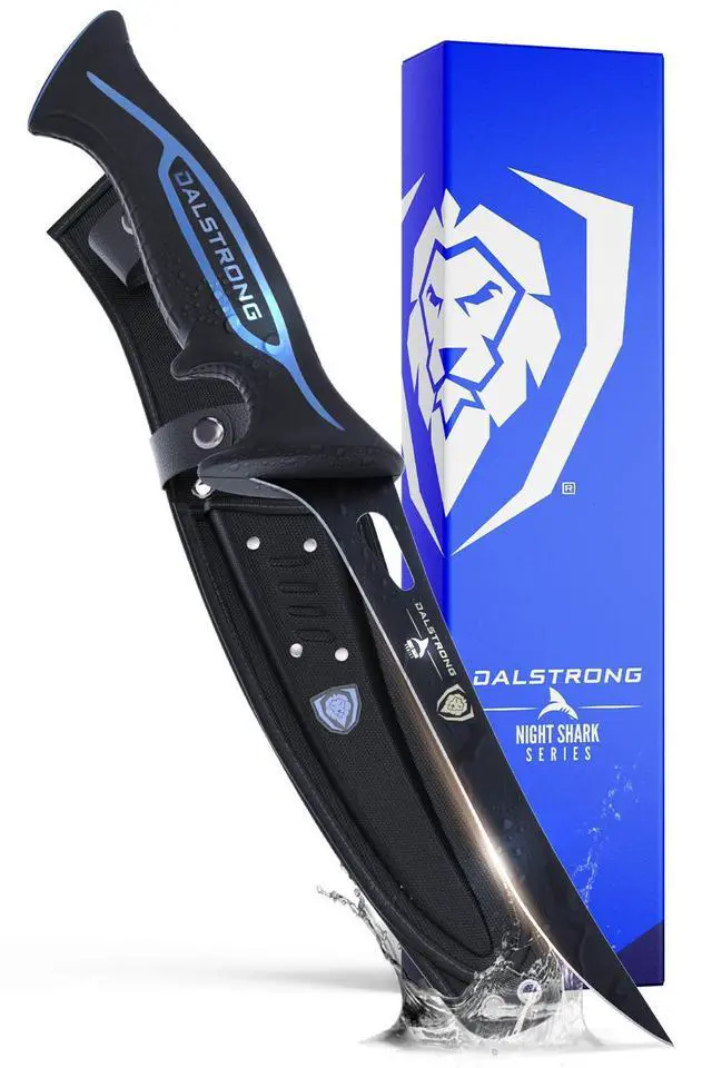 Main image of Fillet Knife-Night Shark Series 7-High Carbon Steel-Titanium Coated Blade-Sharp Kitchen Knife & Outdoors-Polypropylene Handle-w/Sheath-NSF Certified