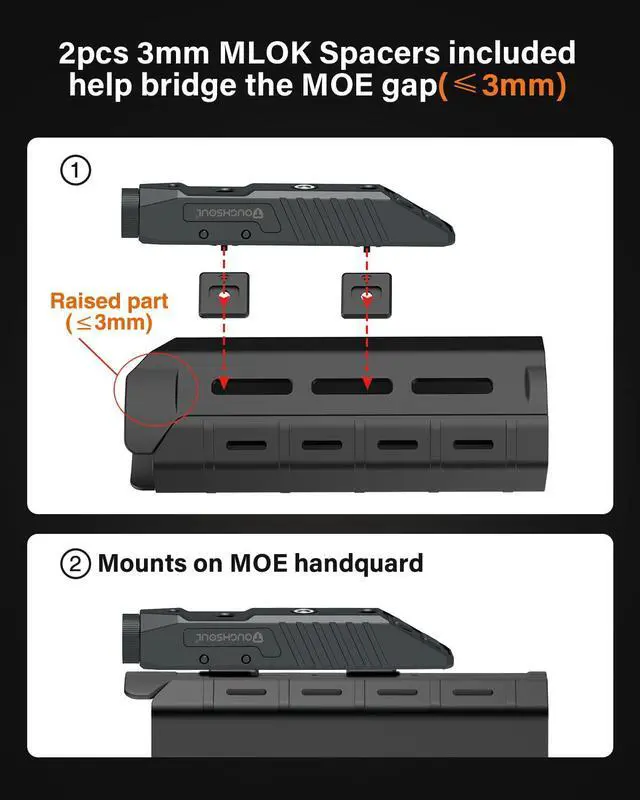 Alt view image 3 of 5 - Tactical Flashlight Red Laser Sight Combo | 1750 Lumen Picatinny Rail MLOK Mounted Rifle Flashlight (Red Laser)