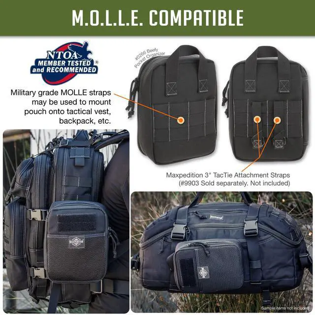 Alt view image 6 of 7 - Beefy Pocket Organizer, Compact, MOLLE-Compatible, 1000D Nylon Tactical Pouch, Everyday Carry Tool and Gear Storage for Outdoor, Tactical, Survival, 0266