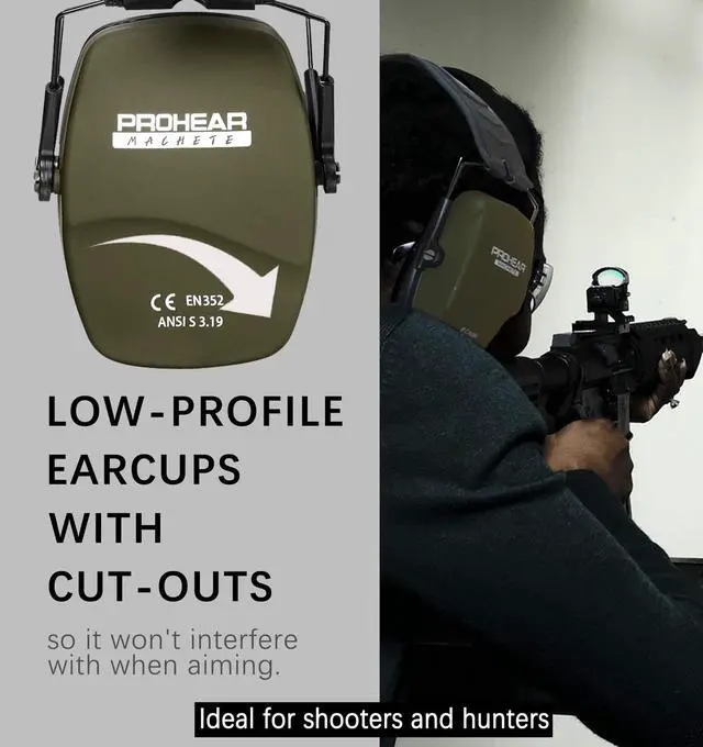 Alt view image 2 of 6 - 016 Shooting Ear Protection Earmuffs 2 Pack, NRR 26dB for Gun Range, Hunting -Black and Green