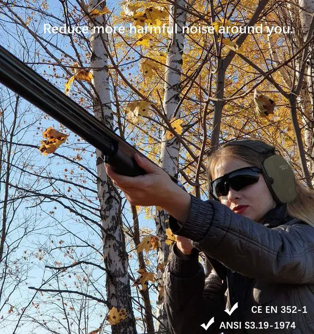 Alt view image 6 of 7 - 016 Shooting Ear Protection Earmuffs 2 Pack, NRR 26dB for Gun Range, Hunting -Green and Brown