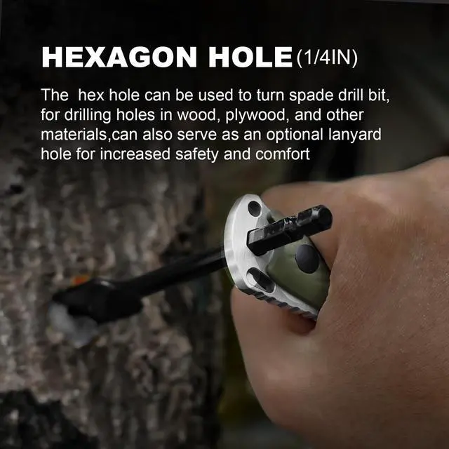 Alt view image 5 of 5 - Ursa Major Fixed Blade Knife, Hammer Head & Hexagon Hole, 1082A2 | 4.43" AEB-L Blade, Olive Green Handle, Full Tang Camping Knife with Sheath, Hunting Survival Knife for Outdoor Activities