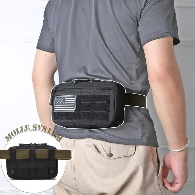 Alt view image 3 of 5 - 2 Pack Tactical Molle Admin Pouch with US Flag Patch and Keychain - Utility Laser Cut Tactical EDC Tool Pouch Bag Horizontal Modular Pouches Utility Tool Pouch