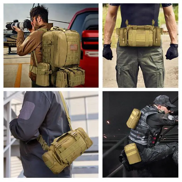 Alt view image 7 of 7 - Tactical Backpack Military Army Rucksack 60L Large Assault Pack Detachable Molle Bag