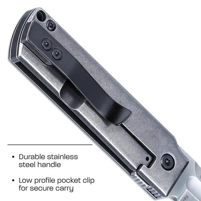 Alt view image 3 of 6 - MinimalX Everyday Carry Folding Knife: Razor Style with 12C27 Steel Blade, Stainless Steel Handle, 5915