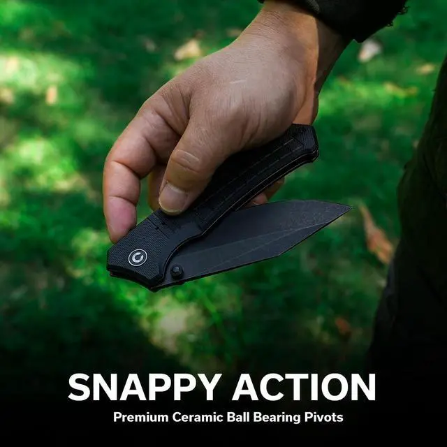 Alt view image 4 of 6 - Tacticorix Pocket Knife for Men Women, EDC Flipper Folding Knife with 3.7" Nitro-V Blade G10 Handle for Camping Hunting C23055-1 (Black)
