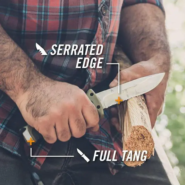 Alt view image 2 of 5 - Gear Ultimate Survival Knife, Fixed Blade Knife with Combo Edge, includes Fire Starter Edge and Ferro Rod, Whistle, Sheath with Integrated Sharpener - Bushcraft, Hunting and Camping Tool