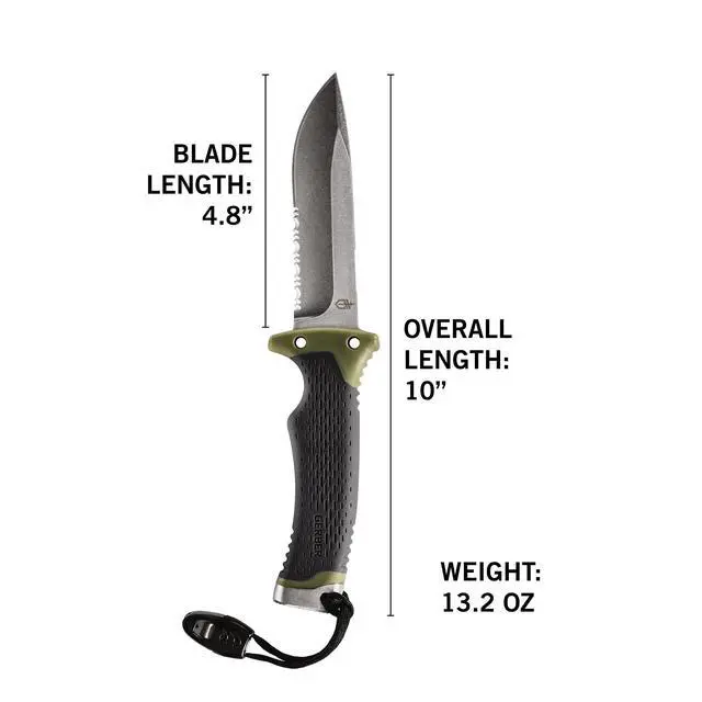 Alt view image 5 of 5 - Gear Ultimate Survival Knife, Fixed Blade Knife with Combo Edge, includes Fire Starter Edge and Ferro Rod, Whistle, Sheath with Integrated Sharpener - Bushcraft, Hunting and Camping Tool
