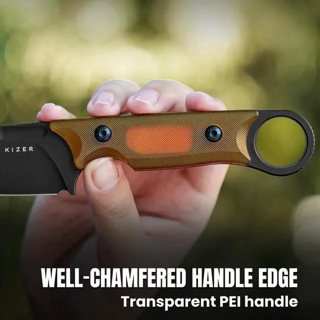 Alt view image 3 of 7 - Cabox Fixed Blade Knife 3.36" Nitro V Steel Fixed Blade Hunting Knife PEI Handle with Sheath for Survival Camping Hunting 1048A6