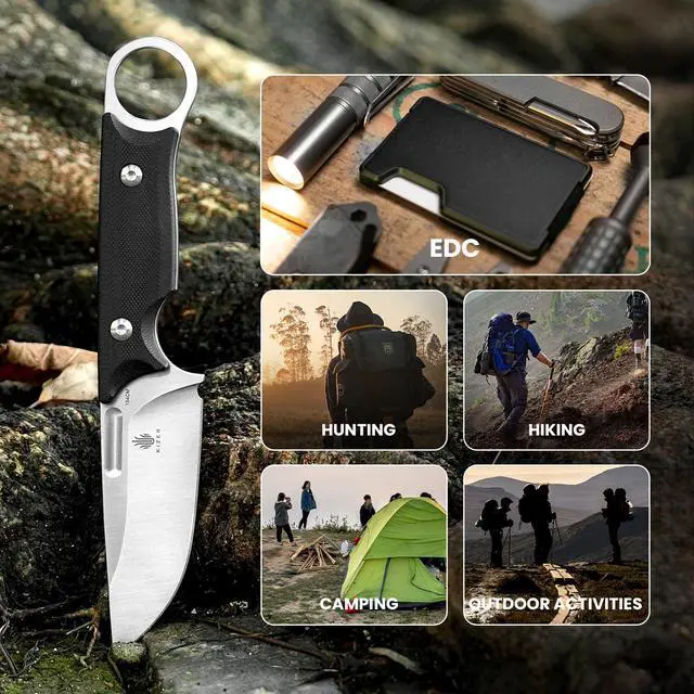 Alt view image 6 of 7 - Cabox Fixed Blade Knife 3.36" 154CM Steel Fixed Blade Hunting Knife G10 Handle with Sheath for Survival Camping 1048C1