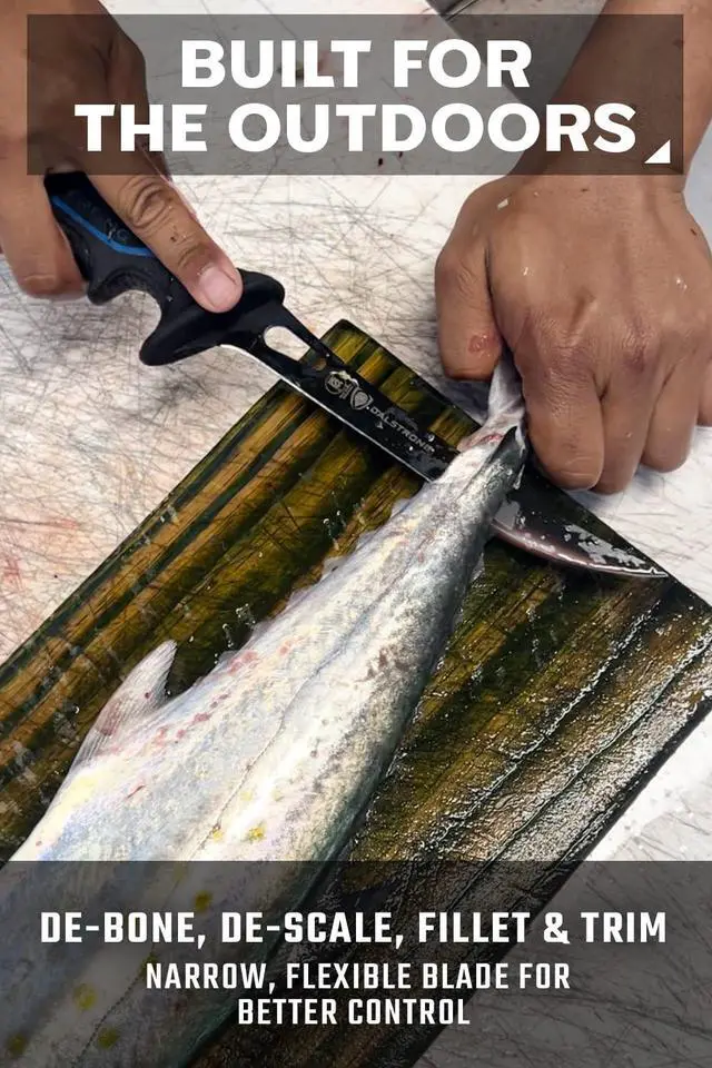 Alt view image 3 of 7 - Fillet Knife-Night Shark Series 7-High Carbon Steel-Titanium Coated Blade-Sharp Kitchen Knife & Outdoors-Polypropylene Handle-w/Sheath-NSF Certified