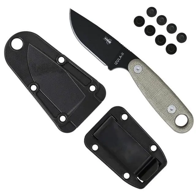 Alt view image 3 of 6 - Knives Izula-II Fixed Blade Knife, Micarta Handle, Molded Sheath, Clip Plate (Black)