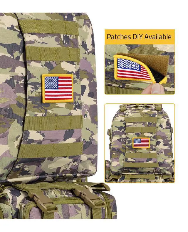 Alt view image 2 of 4 - Tactical Backpack Military Army Rucksack 60L Large Assault Pack Detachable Molle Bag, Auriclash