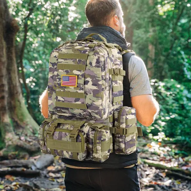 Alt view image 4 of 4 - Tactical Backpack Military Army Rucksack 60L Large Assault Pack Detachable Molle Bag, Auriclash