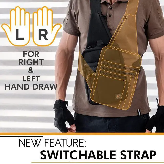 Alt view image 2 of 6 - Tactical Sling Bag Switchable R&L Shoulder Crossbody Bag for Concealed Carry of Handgun Compact Pack