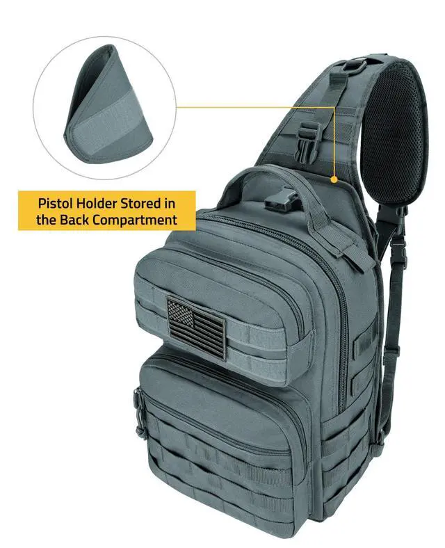 Alt view image 4 of 7 - Tactical Sling Bag Backpack for Men Military Shoulder Sling Bag Molle Army Assault Detachable Tactical Bag (Grey)