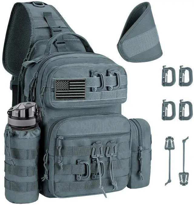 Main image of Tactical Sling Bag Backpack for Men Military Shoulder Sling Bag Molle Army Assault Detachable Tactical Bag (Grey)
