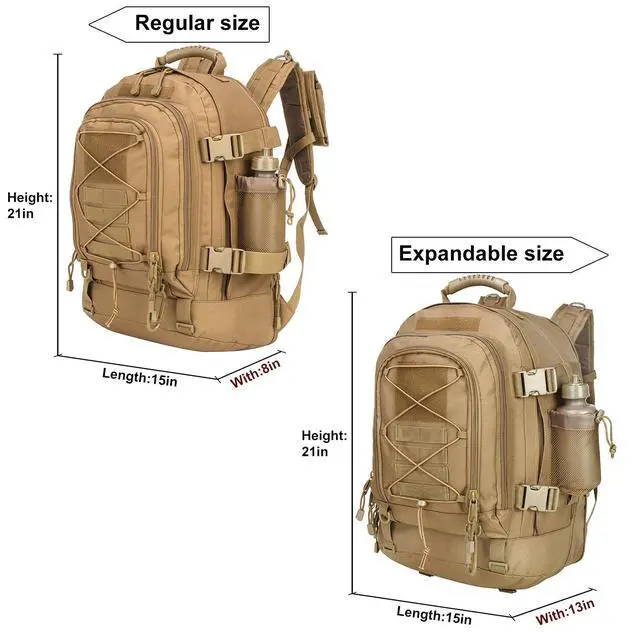 Alt view image 3 of 4 - Large Tactical Backpack for Men Military Backpack with DIY System for Travel, Work,Camping,Hunting,Hiking,Sports (TAN)