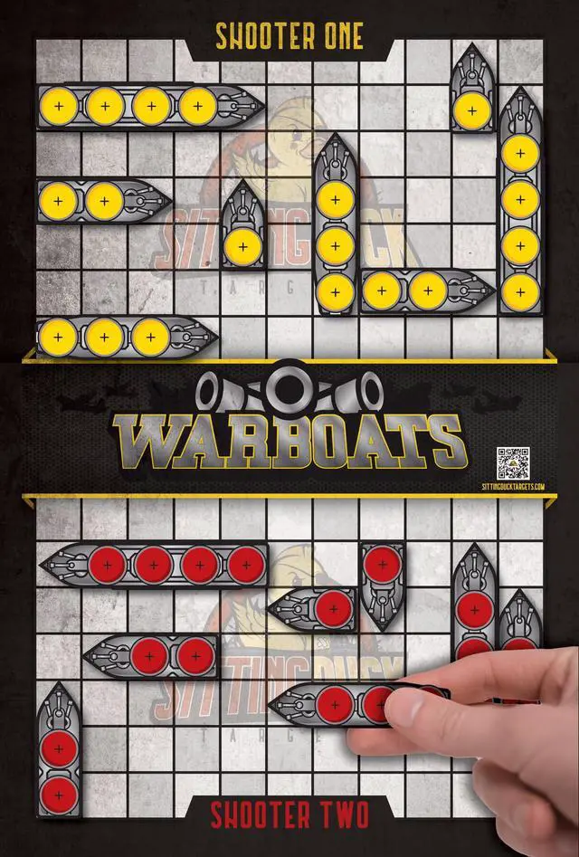 Alt view image 2 of 5 - War Boats Shooting Target | 12x18 Inch Stick & Strike Targets | Interactive Game Shooting Targets