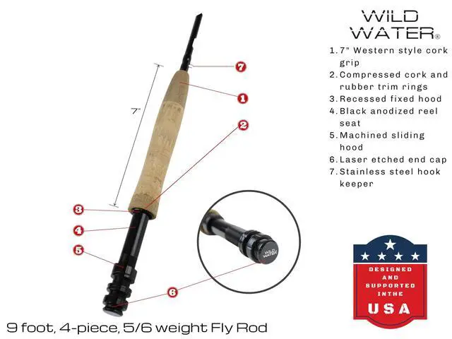 Alt view image 2 of 5 - Fly Fishing Combo Starter Kit with CNC Machined Fly Reel, 9 Foot, 4-Piece, 5/6-Weight Graphite Fly Rod with Cork Handle, Accessories, Carrying Case, Fly Box Case & Fishing Flies