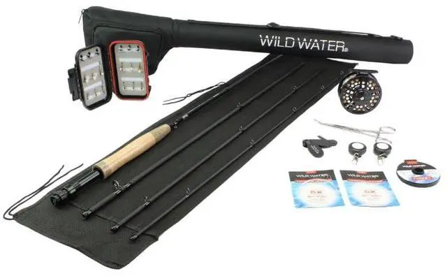 Main image of Fly Fishing Combo Starter Kit with CNC Machined Fly Reel, 9 Foot, 4-Piece, 5/6-Weight Graphite Fly Rod with Cork Handle, Accessories, Carrying Case, Fly Box Case & Fishing Flies
