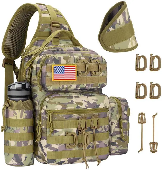 Main image of Tactical Sling Bag Backpack for Men Military Shoulder Sling Bag Molle Army Assault Detachable Tactical Bag with Bottle Holder Concealed Carry Daily Day Pack Work Bag for EDC Hiking, Auriclash