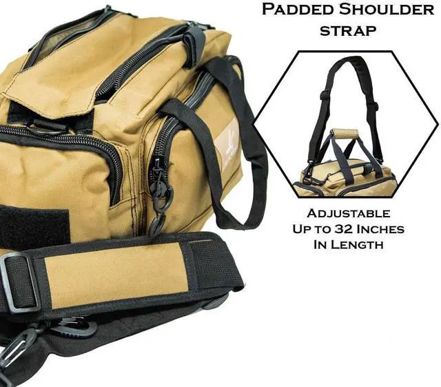 Main image of Tactical Range Bag - Medium Size Range Bag for Shooting - Gun Case for Handguns, Ammo Storage, Tactical Backpack, Molle Webbing, Free Subdued USA Patch