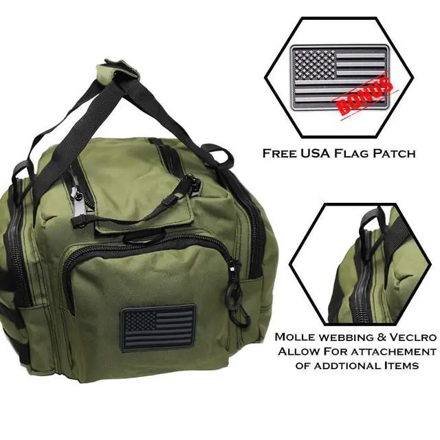 Alt view image 4 of 7 - Tactical Range Bag - Medium Size Range Bag for Shooting - Gun Case for Handguns, Ammo Storage, Tactical Backpack, Molle Webbing, Free Subdued USA Patch