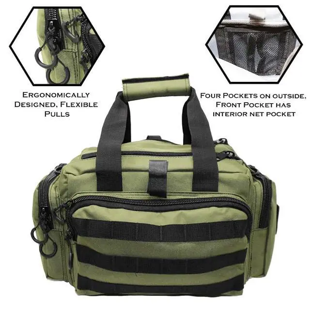 Alt view image 5 of 7 - Tactical Range Bag - Medium Size Range Bag for Shooting - Gun Case for Handguns, Ammo Storage, Tactical Backpack, Molle Webbing, Free Subdued USA Patch