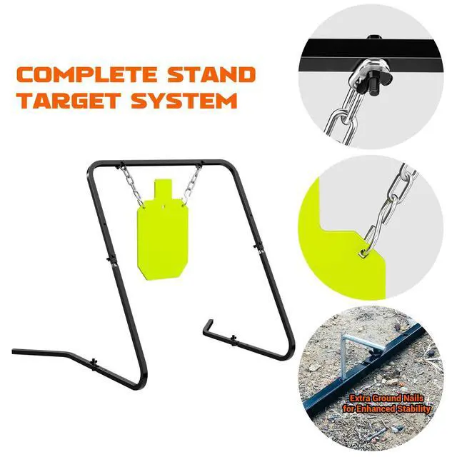 Alt view image 2 of 4 - Complete AR500 Steel Targets System Steel Shooting Stand with Chain Mounting Kit - Optional Combination with 3/8 Inch Thick Target for Outdoor Range and Shooting Practice
