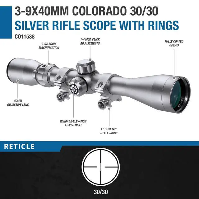 Alt view image 3 of 7 - Colorado Rifle Scope 30/30 Reticle, MOA Adjustments, Fully Coated Optics, Waterproof, Fogproof, Shockproof Ideal for Hunting & Shooting