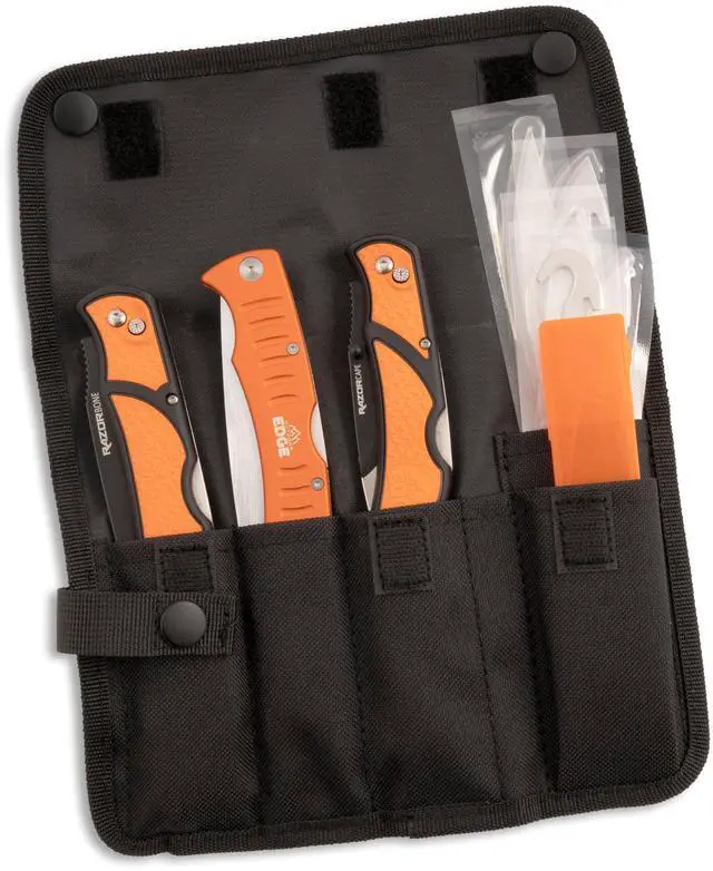Main image of RazorGuide Roll Pak | Hunting Knife Set Features Two Replaceable Blade Hunting Knives, Bone Saw, all Stored Securely in a Compact Roll Pack (Black Roll Pack)