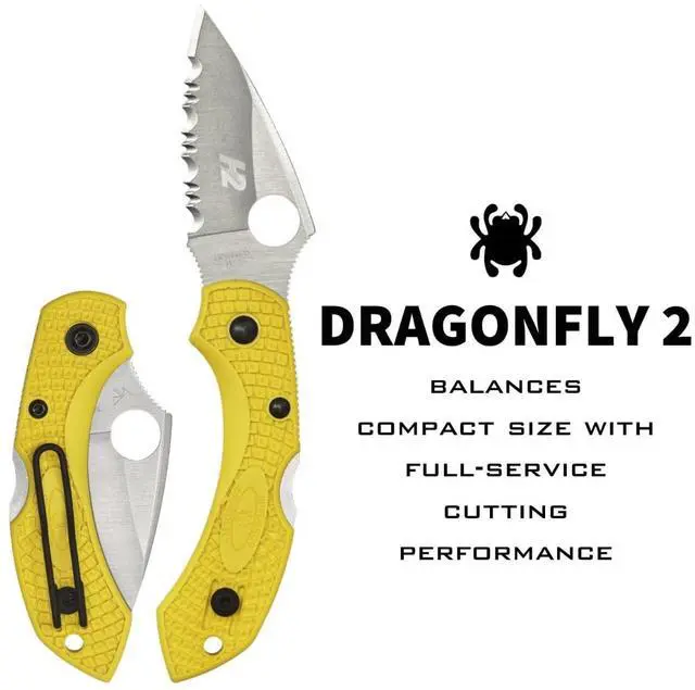 Main image of Dragonfly 2 Salt Folding Pocket Knife, SpyderEdge | 5.58" Overall Length, 2.28" H-2 Steel Blade, FRN Handle, Back Lock, Hollow Grind