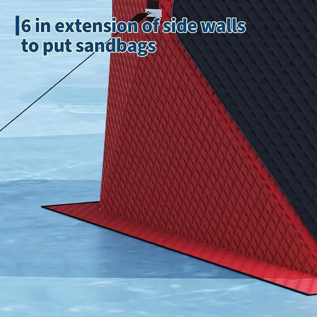 Alt view image 4 of 6 - Portable Insulated Ice Fishing Shelter Pop-Up Tent for 2-8 People, Durable Weather-Resistant, Quick Setup, Carry Bag Included Ideal for Outdoor Anglers