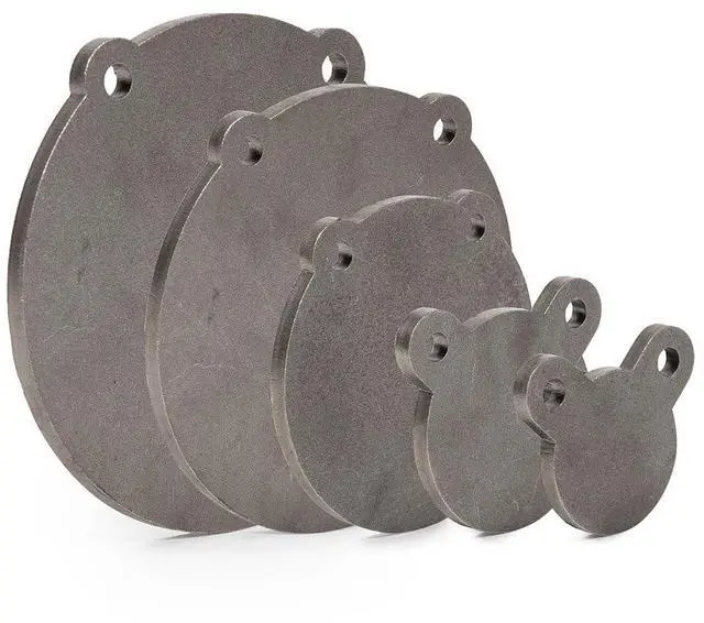 Main image of Set of 5, 3/8" AR500 Steel Gong Shooting Targets, Laser-Cut Raw Steel 3" 4" 6" 8" 10" Dia. Swing Paddles, Gong Shooting Target with Instant Feedback, DIY Target Tree Accessory