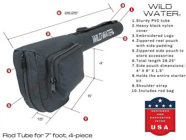 Alt view image 7 of 7 - Deluxe Fly Fishing Combo Starter Kit, 7-Foot Pole, 4-Piece Fly Rod Kit, 3/4 Weight, Fishing Accessories, Includes Die cast Aluminum Reel and Hard Tube Case with Pouch, Fly Box and Flies