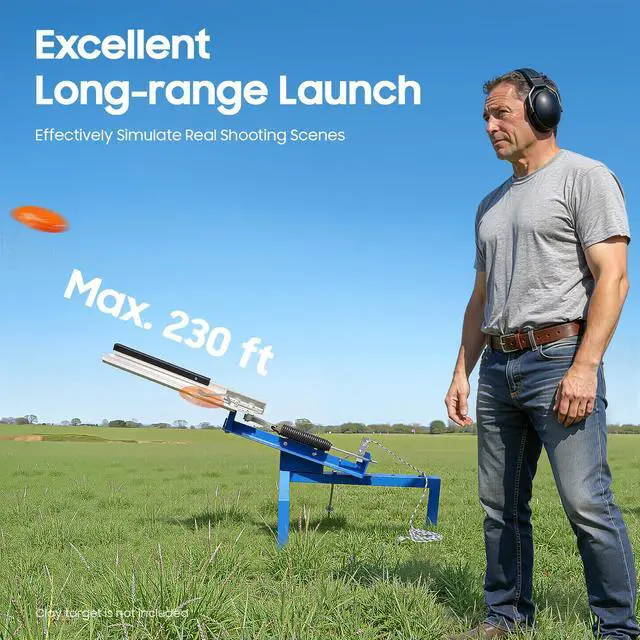 Alt view image 2 of 4 - Manual Clay Pigeon Thrower, Adjustable Clay Target Thrower with Foot Holder, Portable Skeet Launcher Machine, 5-35° 164-230ft Throwing Distance, for Outdoor Shooting Practice and Target Training