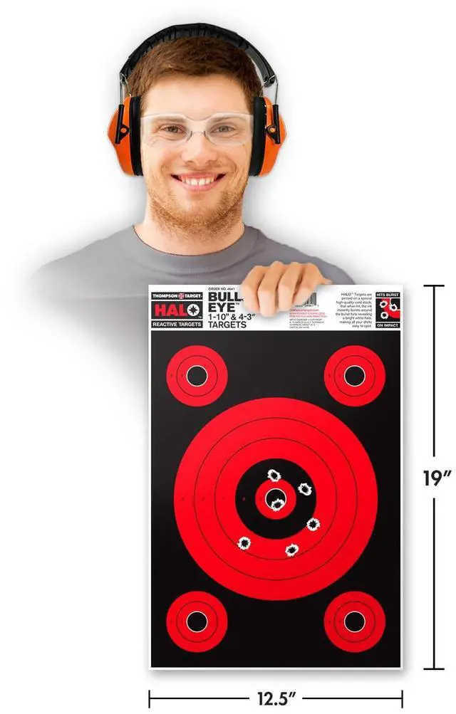 Alt view image 2 of 4 - Halo Bullseye 10" & 3" - High Visibility Reactive Splatter 12.5x19 Inch Shooting Targets for Rifle and Pistol Range Training - Made in the USA