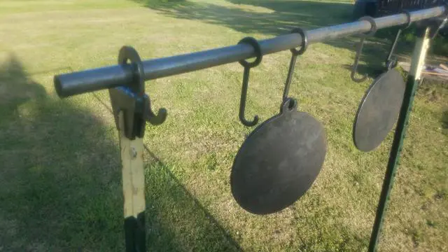 Alt view image 4 of 5 - AR 500 T Post Conduit Target Stand (2 Pack W/ 4 Pack Gong Hanger Hooks)