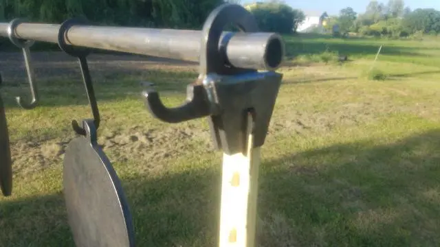 Alt view image 5 of 5 - AR 500 T Post Conduit Target Stand (2 Pack W/ 4 Pack Gong Hanger Hooks)