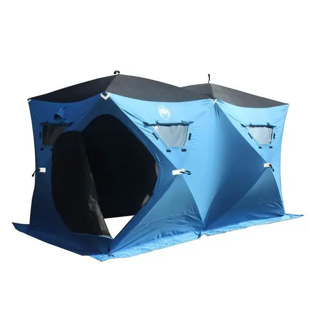 Alt view image 4 of 6 - 6 Person Portable Ice Fishing Shelter with 2 Big Doors-Diamond Door Guard System Ice Fishing Camping Tent